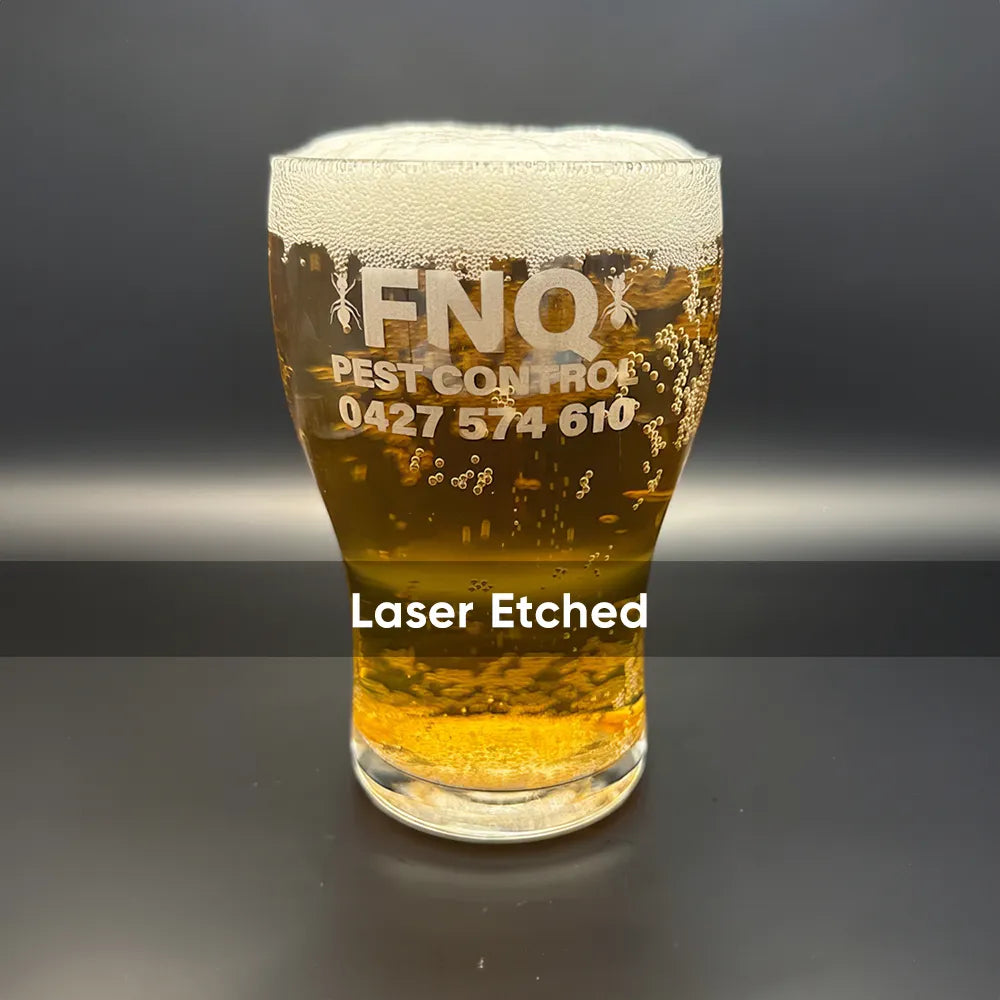 Laser etched beer glass