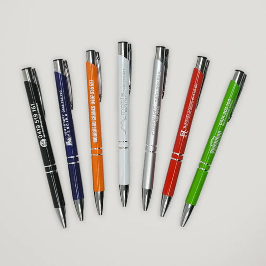 Corporate gifts, Branded with your logo, pens available in a range of colours