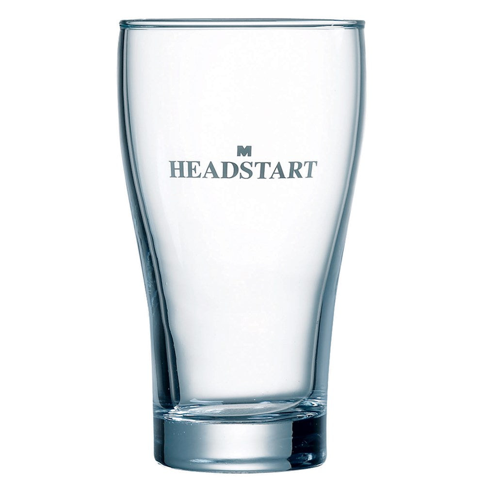 Arcoroc 285ml Conical Headstart Certified Beer Glasses - grey print