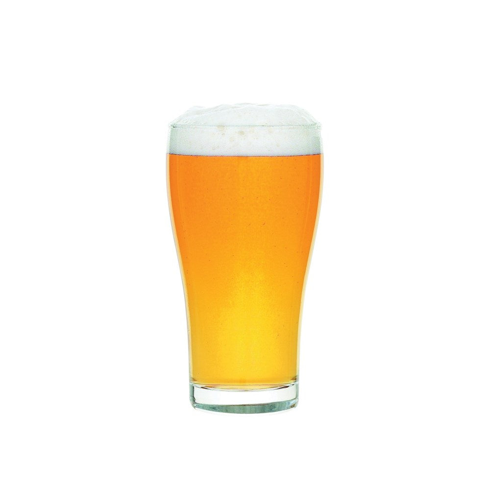 Conical style glass filled with beer