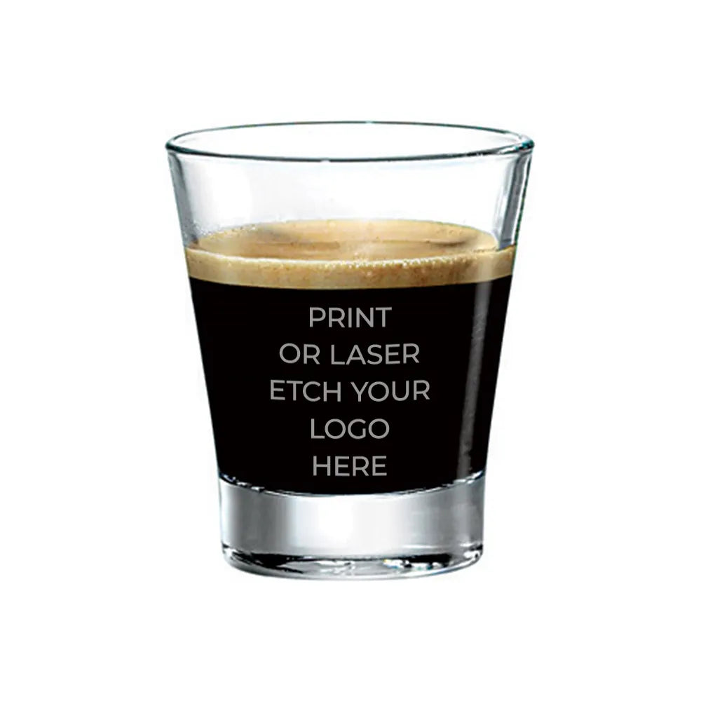 Makes a great client gift with your logo Laser etched onto espresso glass